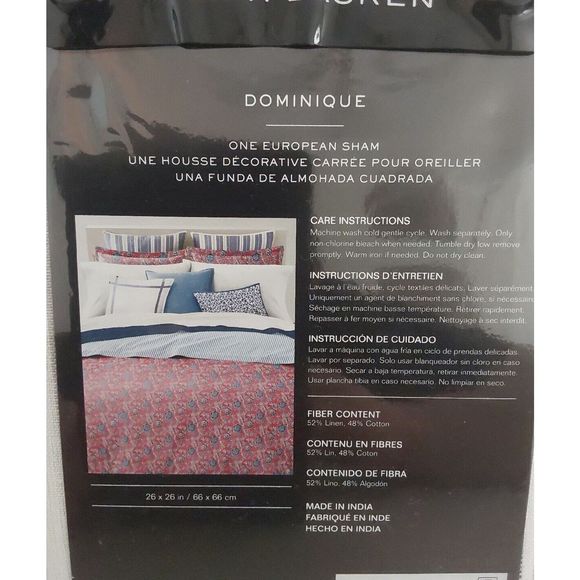 Ralph Lauren DOMINIQUE YARN DYE Blue White European Euro Pillow Sham 26"x26" - Picture 8 of 10